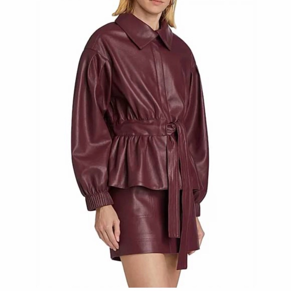 Marie Oliver Deep Magenta Faux Leather Jacket